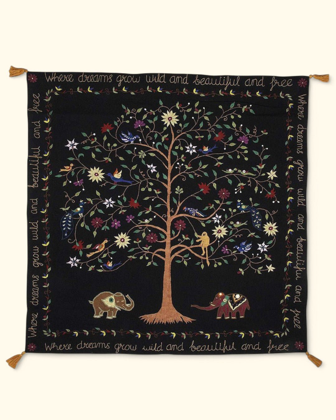 Hand - Embroidered Tree of Life Wall Hanging, Fair Trade - Posters, Prints, & Visual Artwork