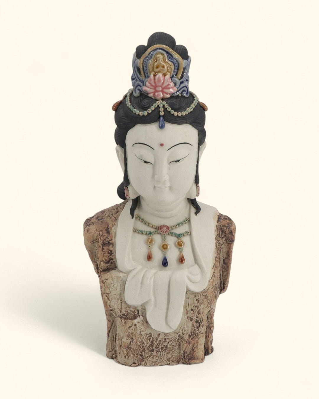 Hand - Painted Bejeweled Premium Kuan Yin Statue - Sculptures & Statues