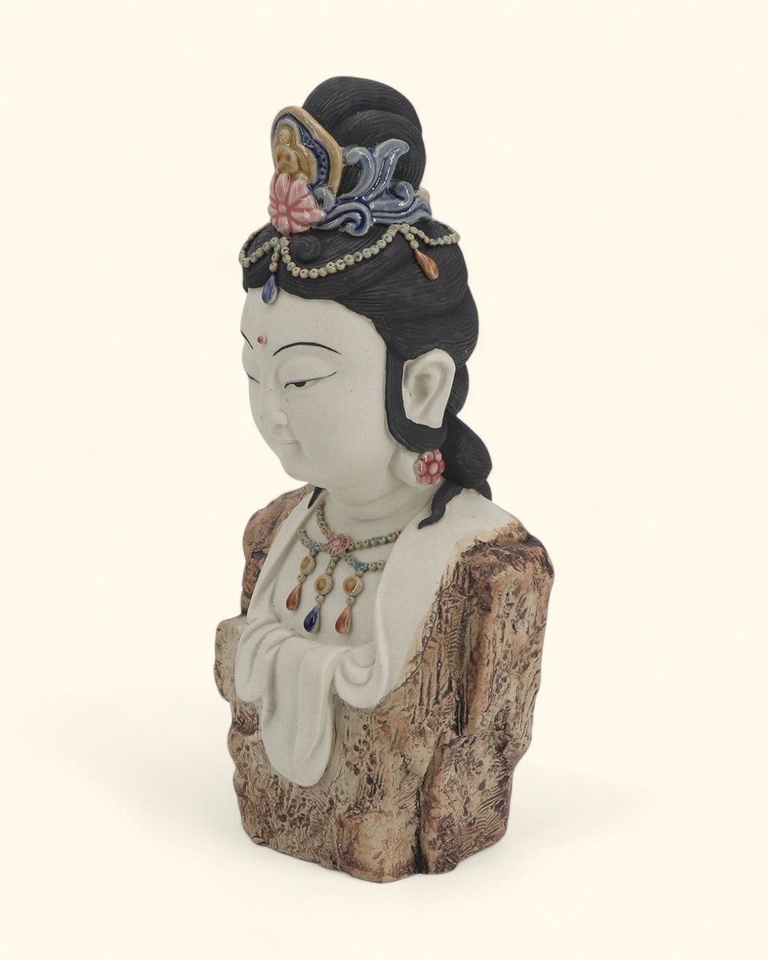 Hand - Painted Bejeweled Premium Kuan Yin Statue - Sculptures & Statues