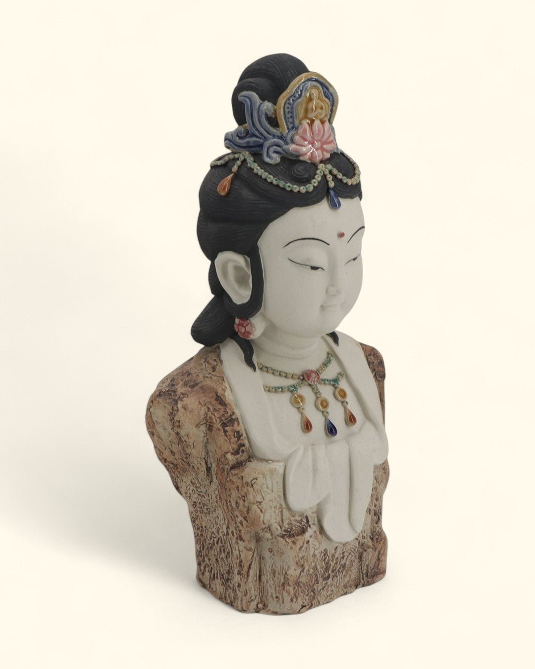 Hand - Painted Bejeweled Premium Kuan Yin Statue - Sculptures & Statues