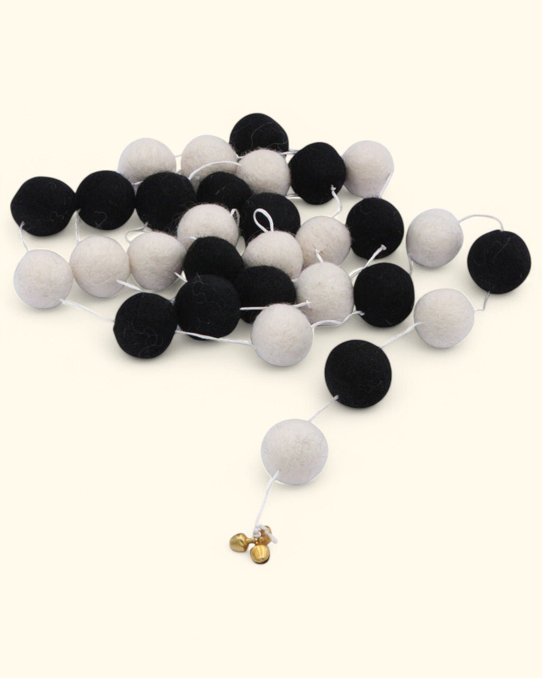 Handcrafted Felt Pom - Pom Garlands, Nepal - Wall Art Black and White