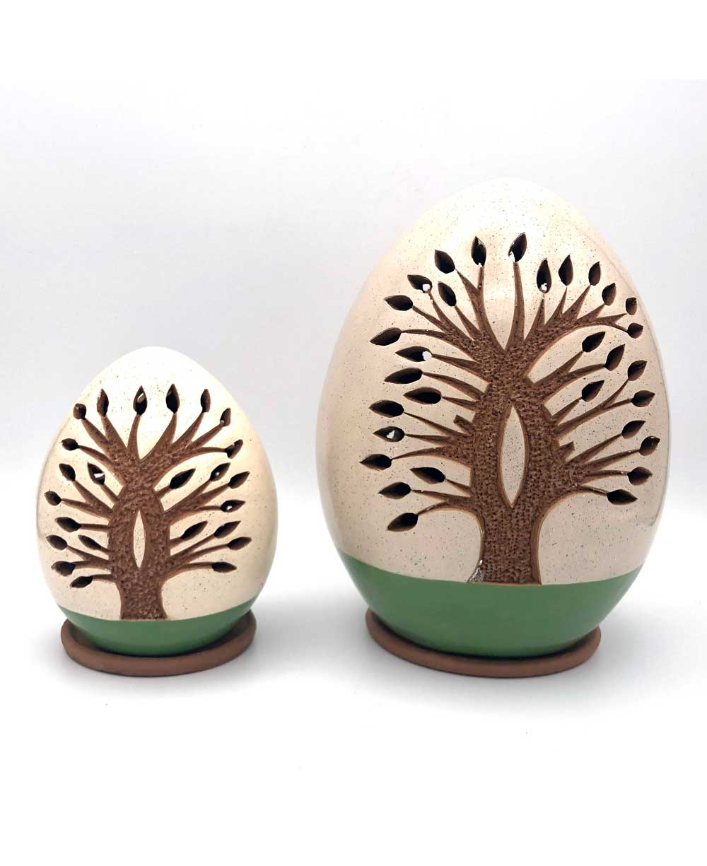 Handcrafted Tree of Life Ceramic Luminary / Tea Light Holder Size: Small - Lamps Small
