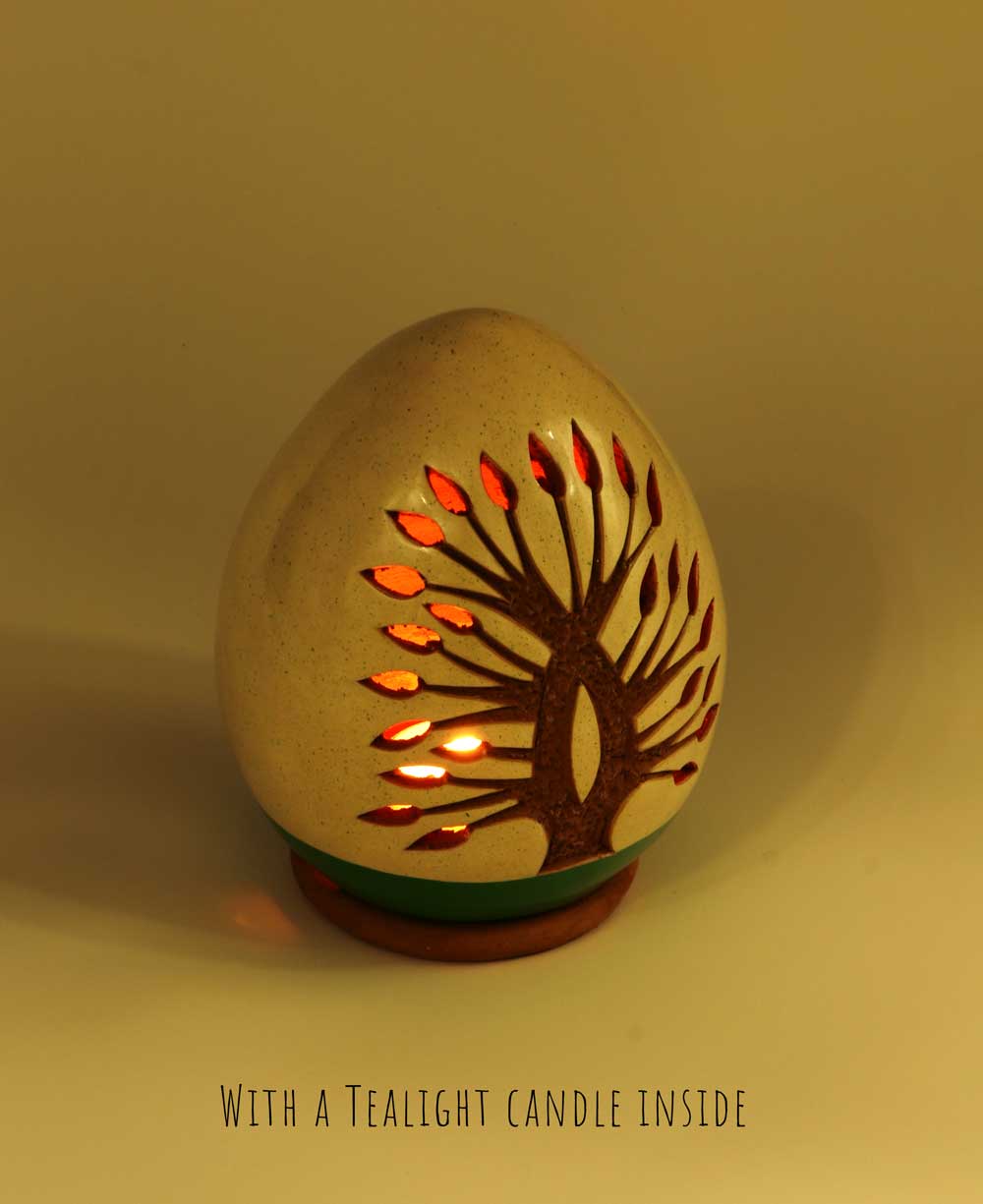 Handcrafted Tree of Life Ceramic Luminary / Tea Light Holder - Lamps Small