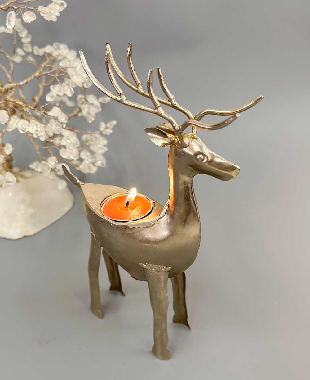 Handcrafted Wrought Iron Reindeer Tea Light Holder -