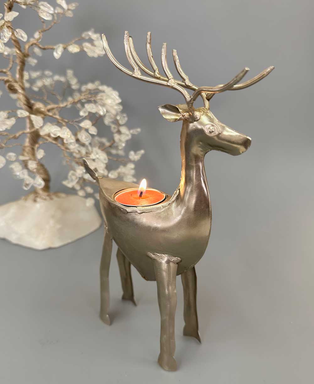 Handcrafted Wrought Iron Reindeer Tea Light Holder -