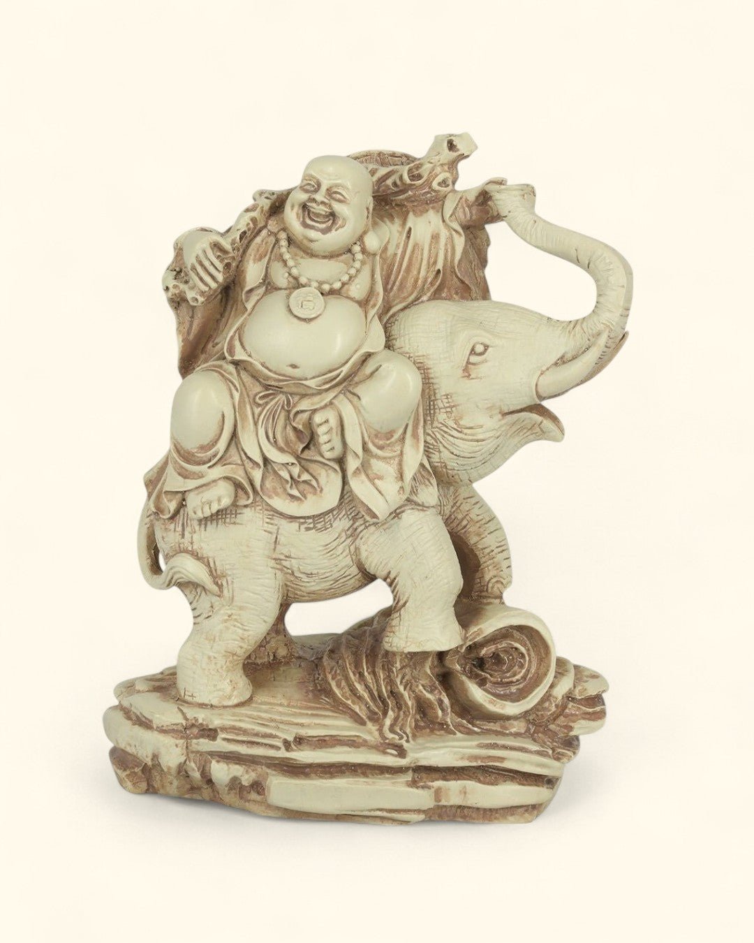 Happy Buddha and Elephant Statue - Sculptures & Statues