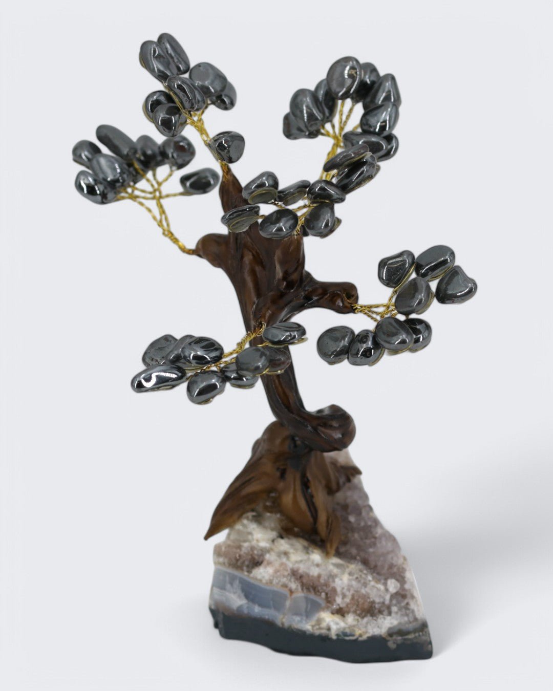 Hematite Gemstone Bonsai Tree – Grounding & Protective Energy - Accents
