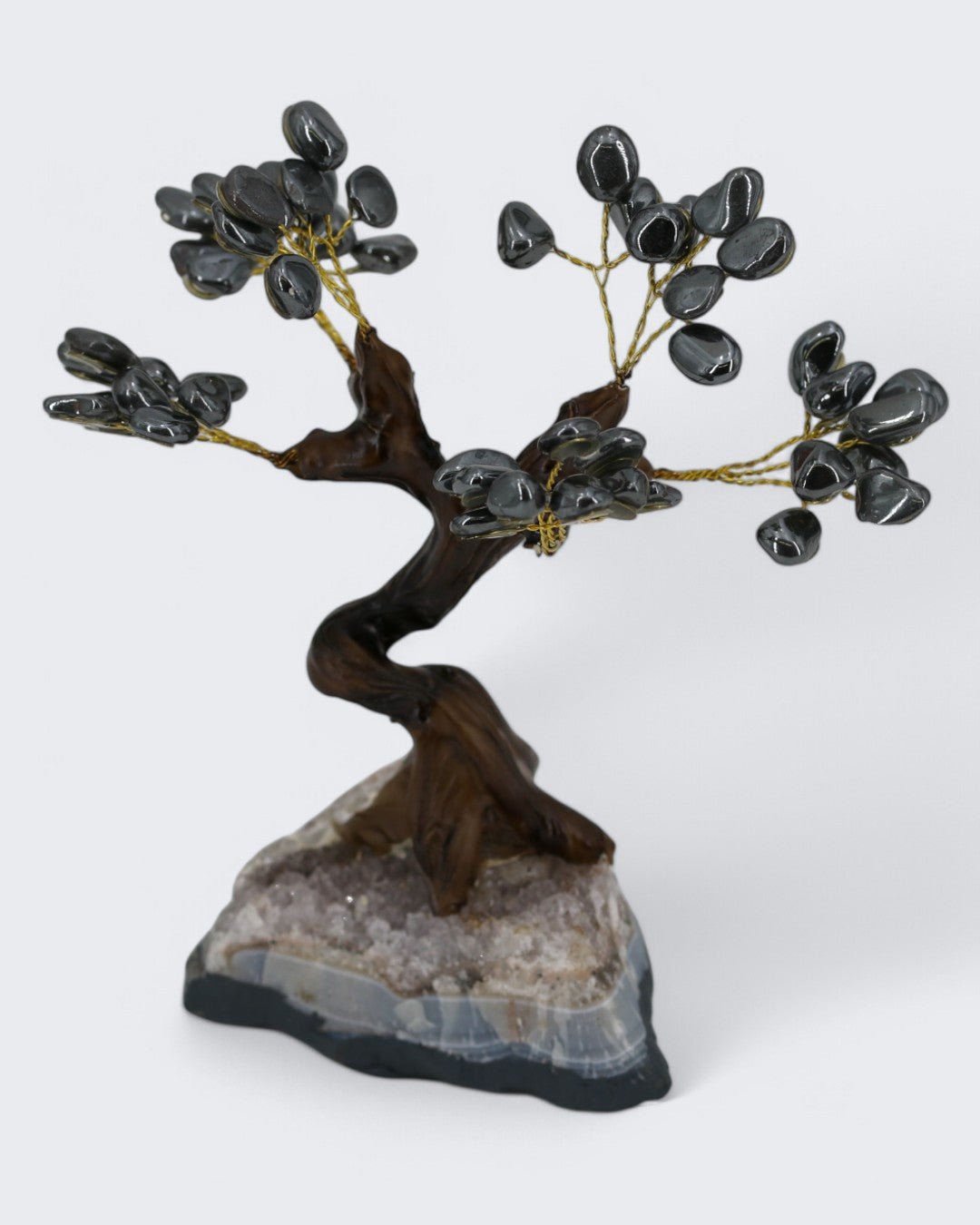 Hematite Gemstone Bonsai Tree – Grounding & Protective Energy - Accents