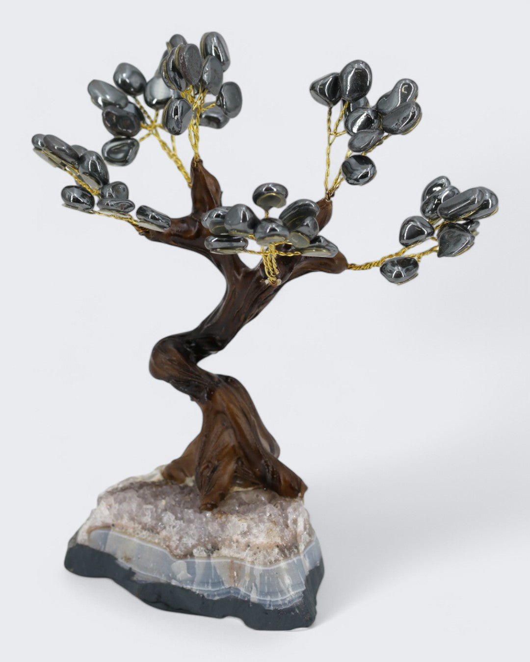 Hematite Gemstone Bonsai Tree – Grounding & Protective Energy - Accents