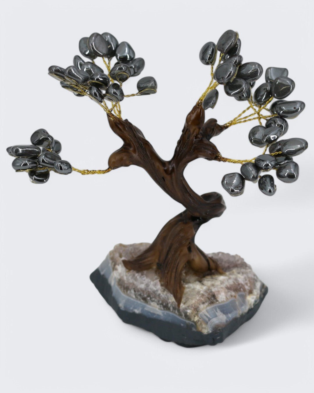 Hematite Gemstone Bonsai Tree – Grounding & Protective Energy - Accents