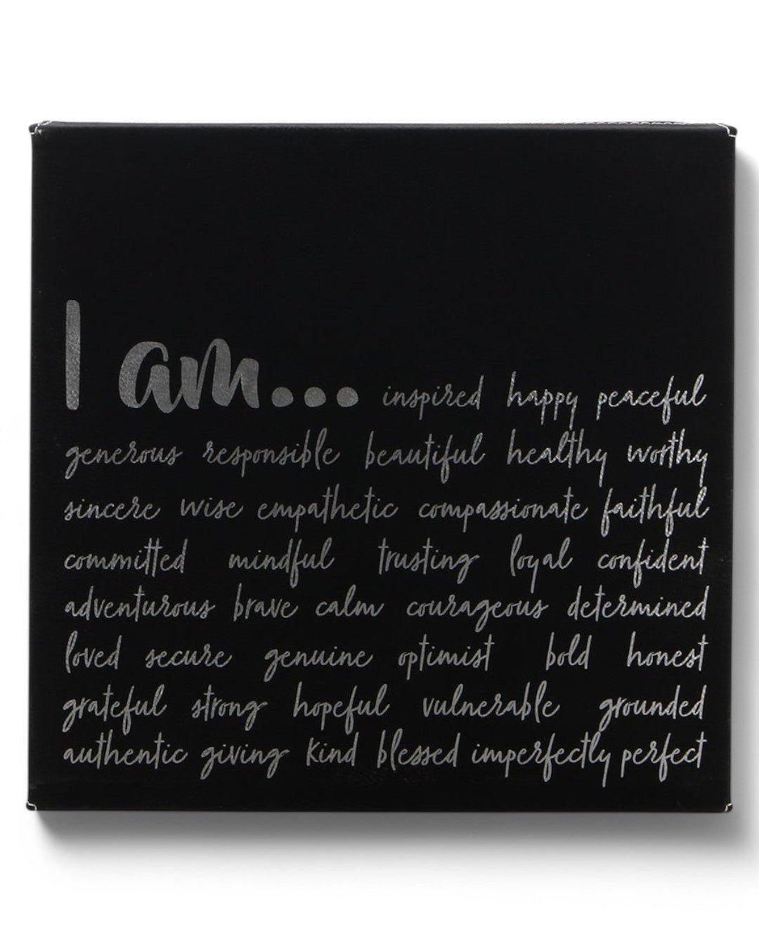I am Affirmation Leatherette Black and Silver Inspirational Wall Hanging - Wall Art