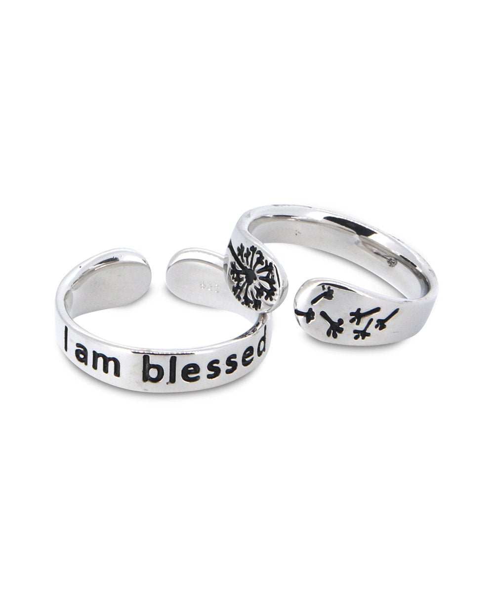 I Am Blessed Adjustable Inspirational Sterling Silver Ring - Rings