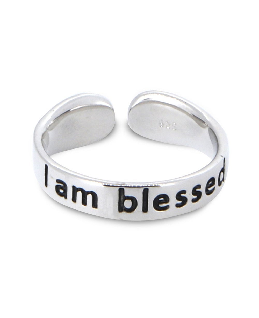 I Am Blessed Adjustable Inspirational Sterling Silver Ring - Rings