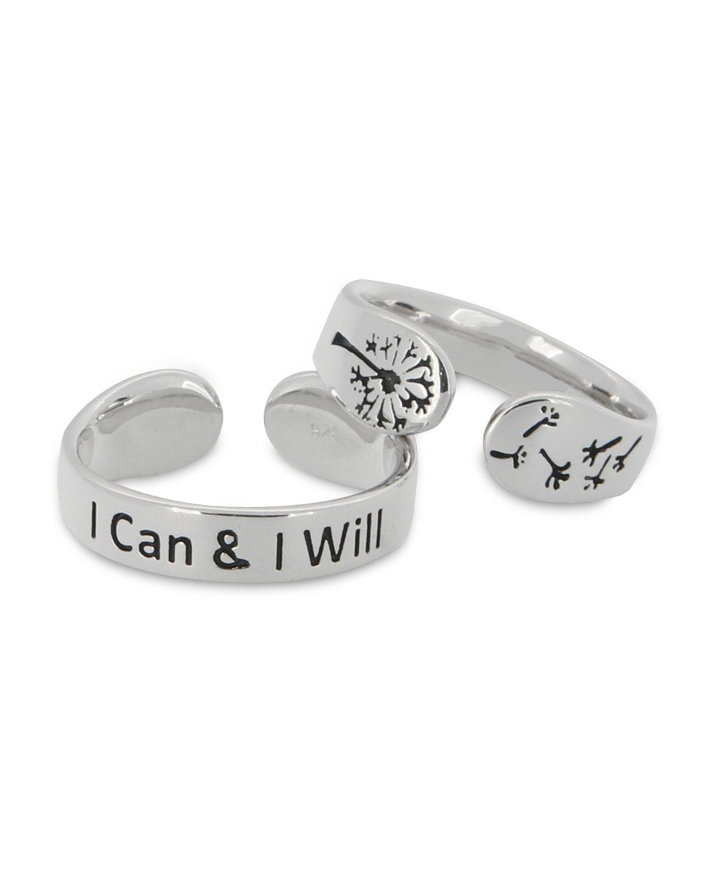 I Can & I Will Adjustable Inspirational Sterling Silver Ring - Rings