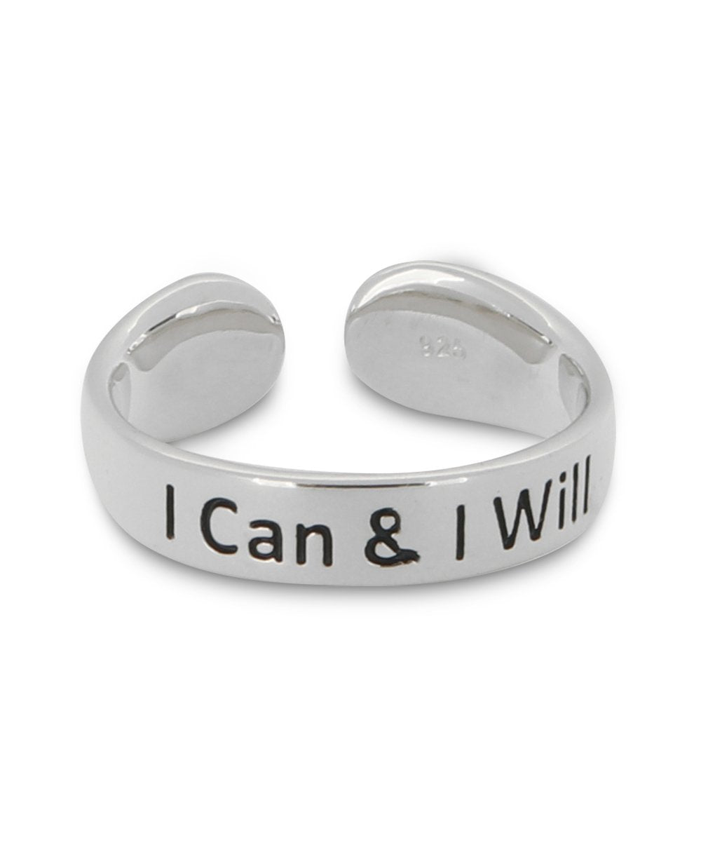 I Can & I Will Adjustable Inspirational Sterling Silver Ring - Rings