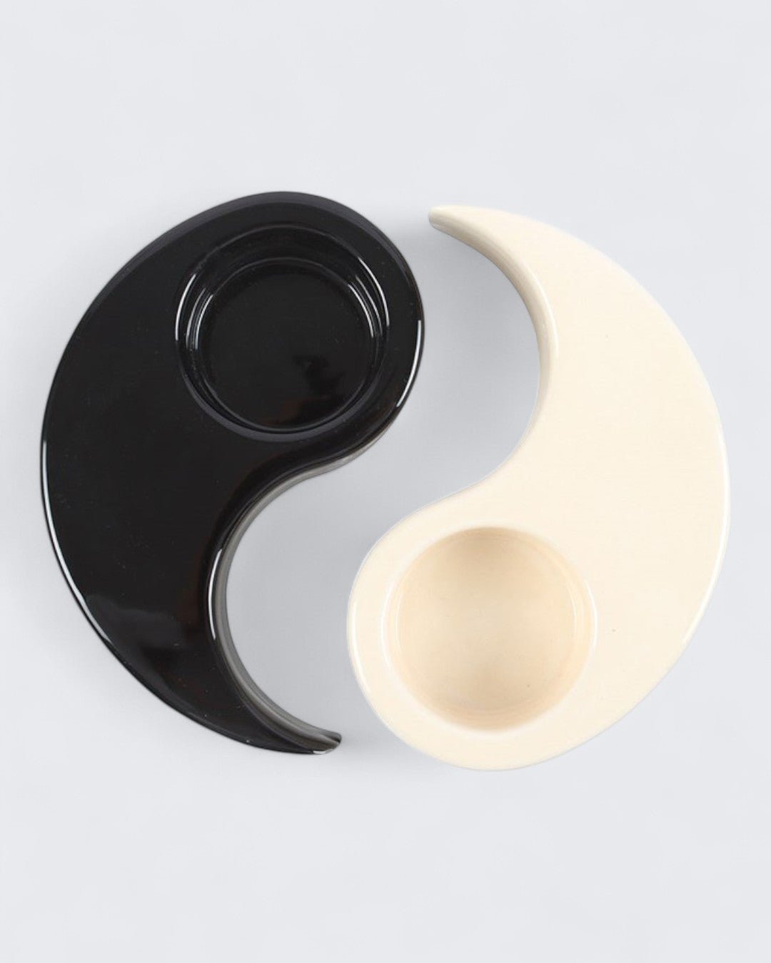 Imperfectly Perfect Yin Yang Tealight Candle Holder – 2 - Piece Ceramic Set - Candle Holder