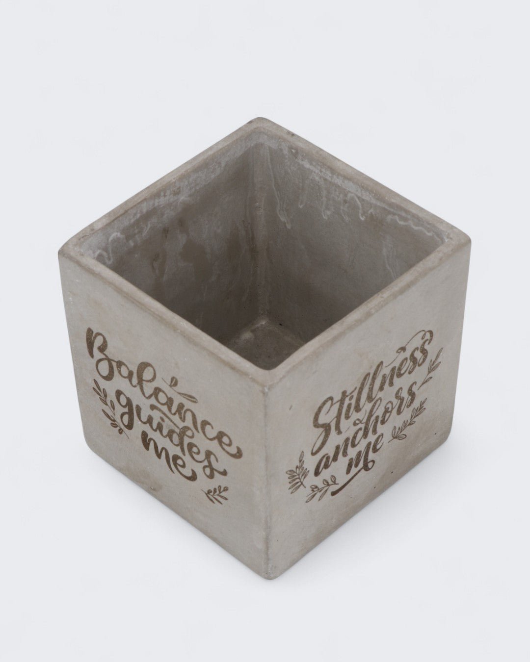 Inspirational Cast Stone Planter – 4 - Sided Engraved “Stillness Anchors Me” Cement Pot - Pots & Planters