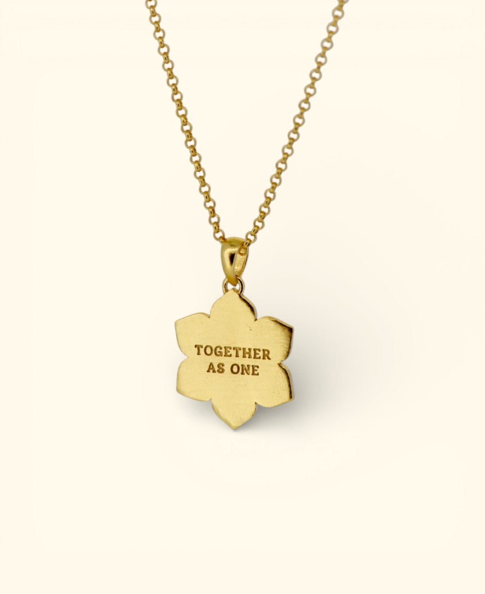 Interfaith Unity Lotus Necklace – 18K Gold Plated “Together as One” Pendant - Charms & Pendants