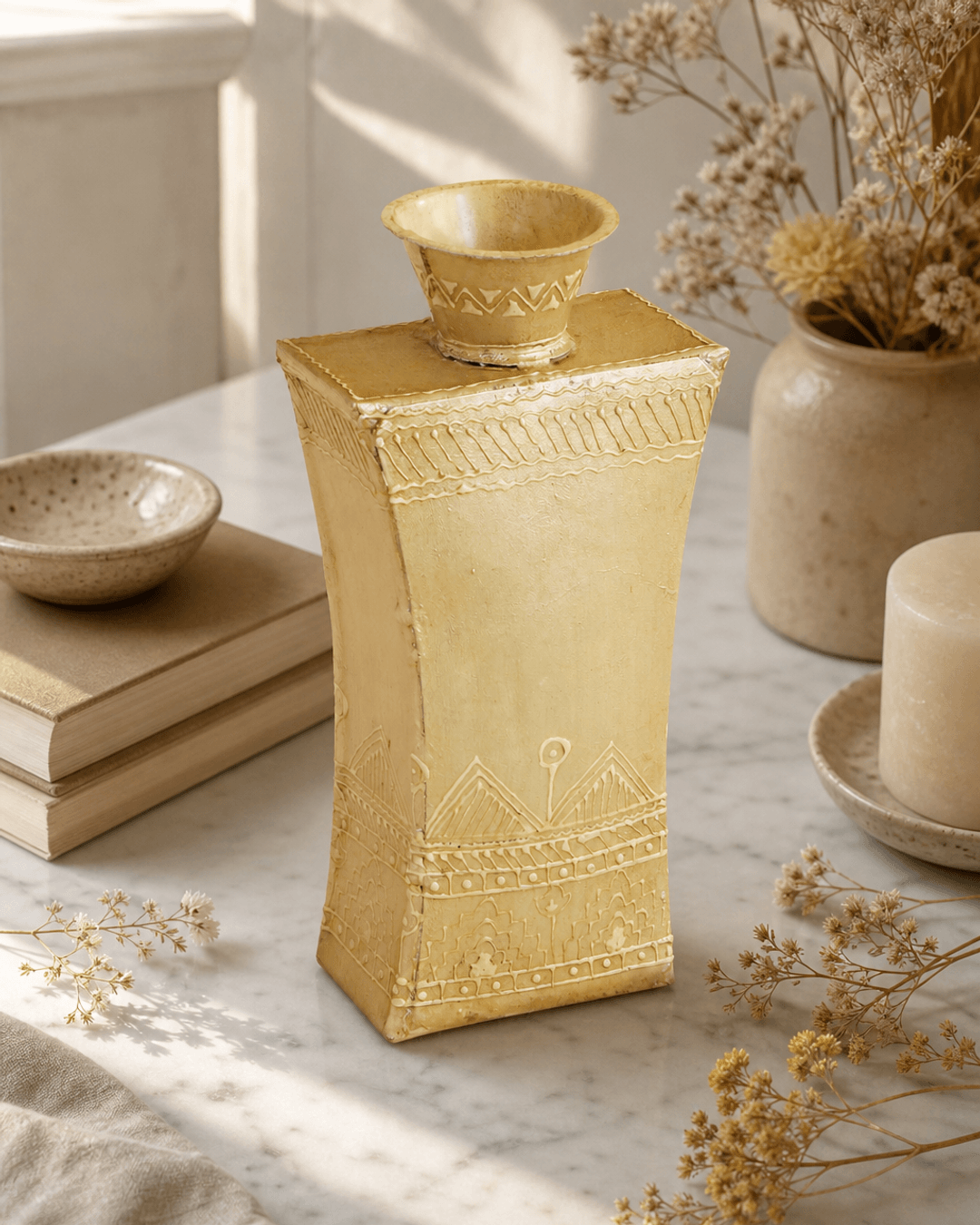 Iridescent Concave Cream Vase - Vase
