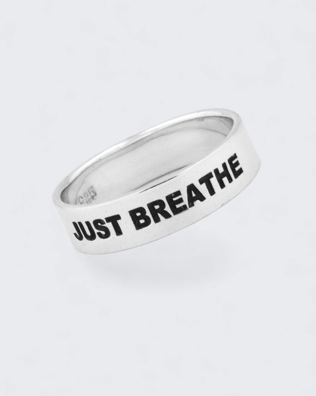 Just Breathe Inspirational Sterling Simple Band Ring - Rings Size 6