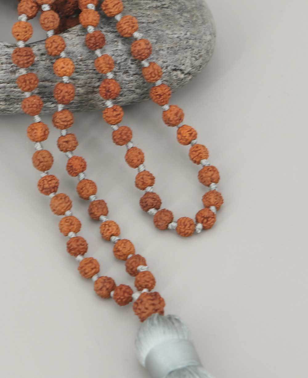 Knotted Rudraksha Mala, 108 Beads - Prayer Beads 6mm