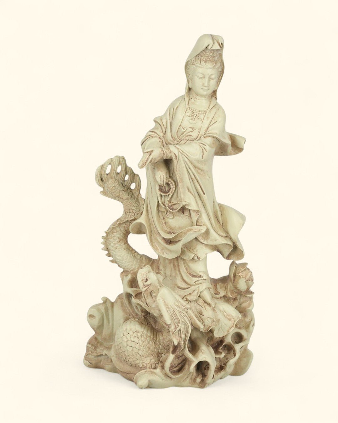 Kuan Yin on Dragon Statue - Sculptures & Statues