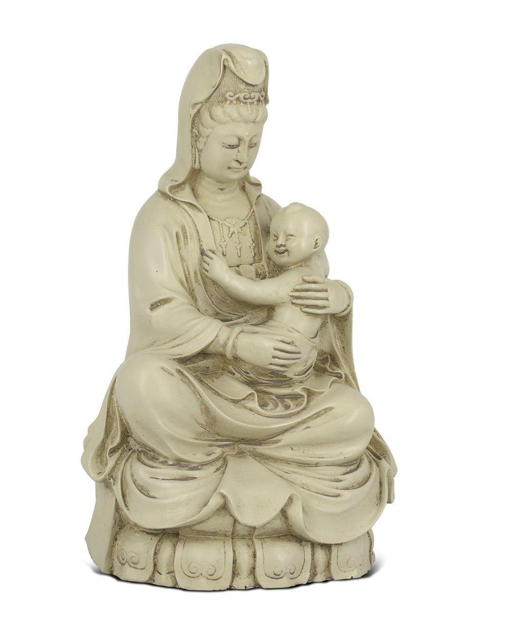 Kuan Yin With Baby Statue - Sculptures & Statues