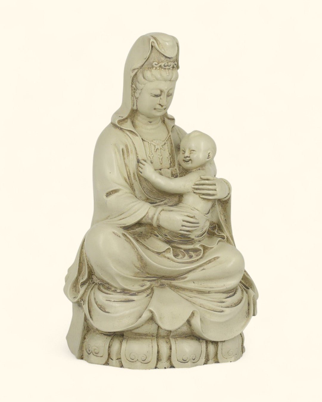 Kuan Yin With Baby Statue - Sculptures & Statues