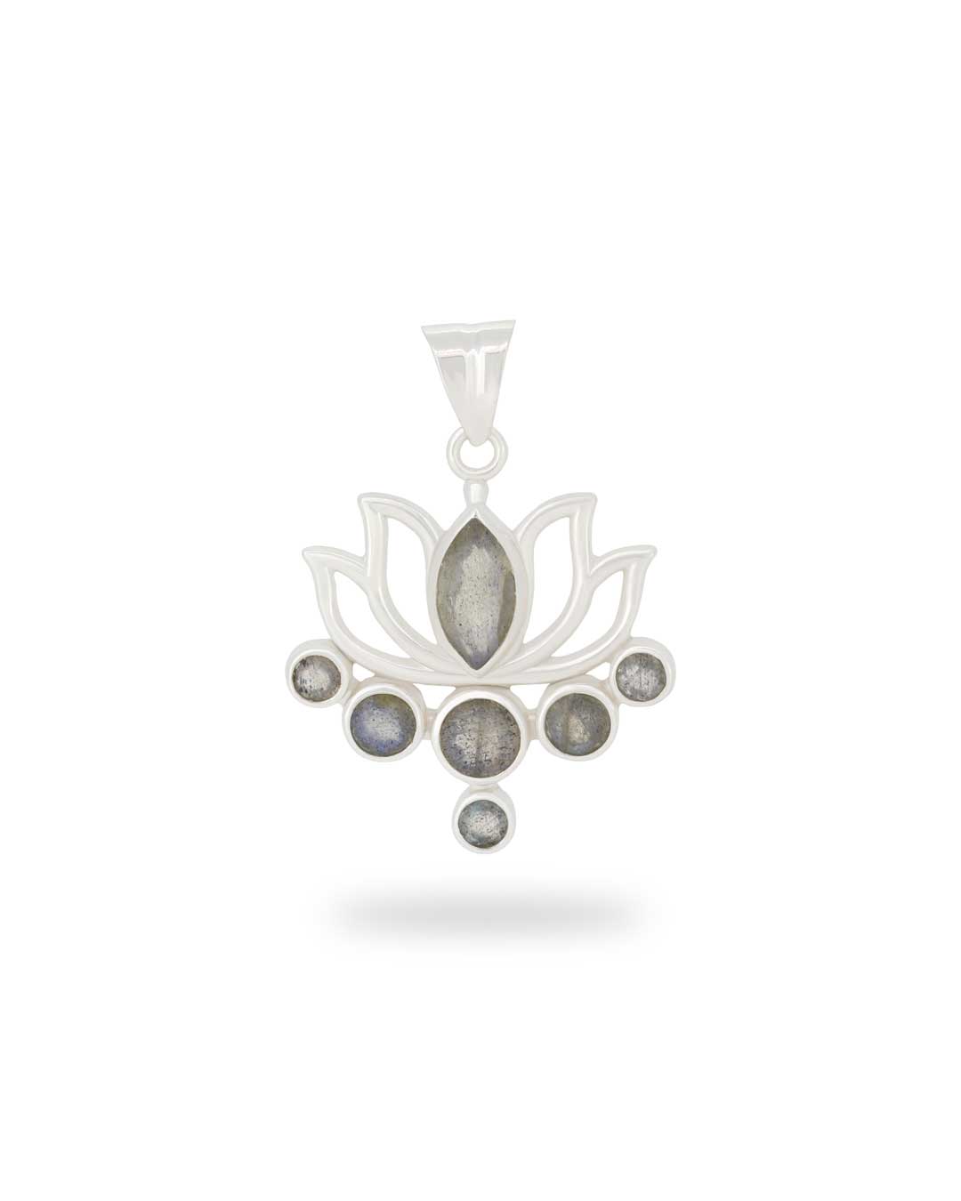 Labradorite and Sterling Silver Lotus Pendant - Charms & Pendants