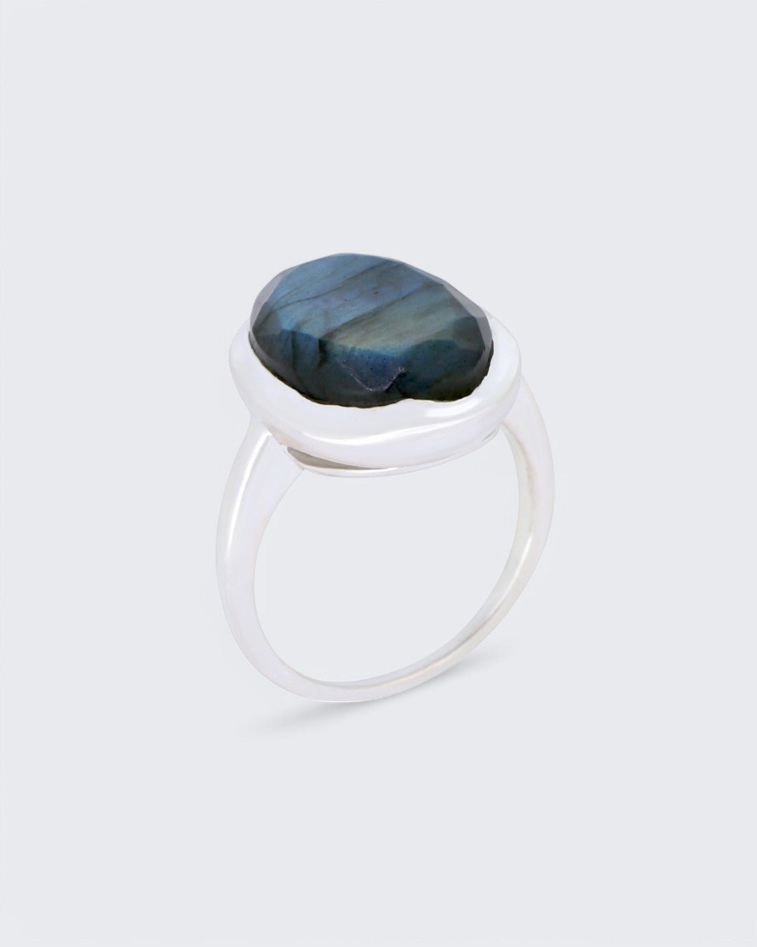 Labradorite Oval Sterling Silver Ring - Rings Size - 6