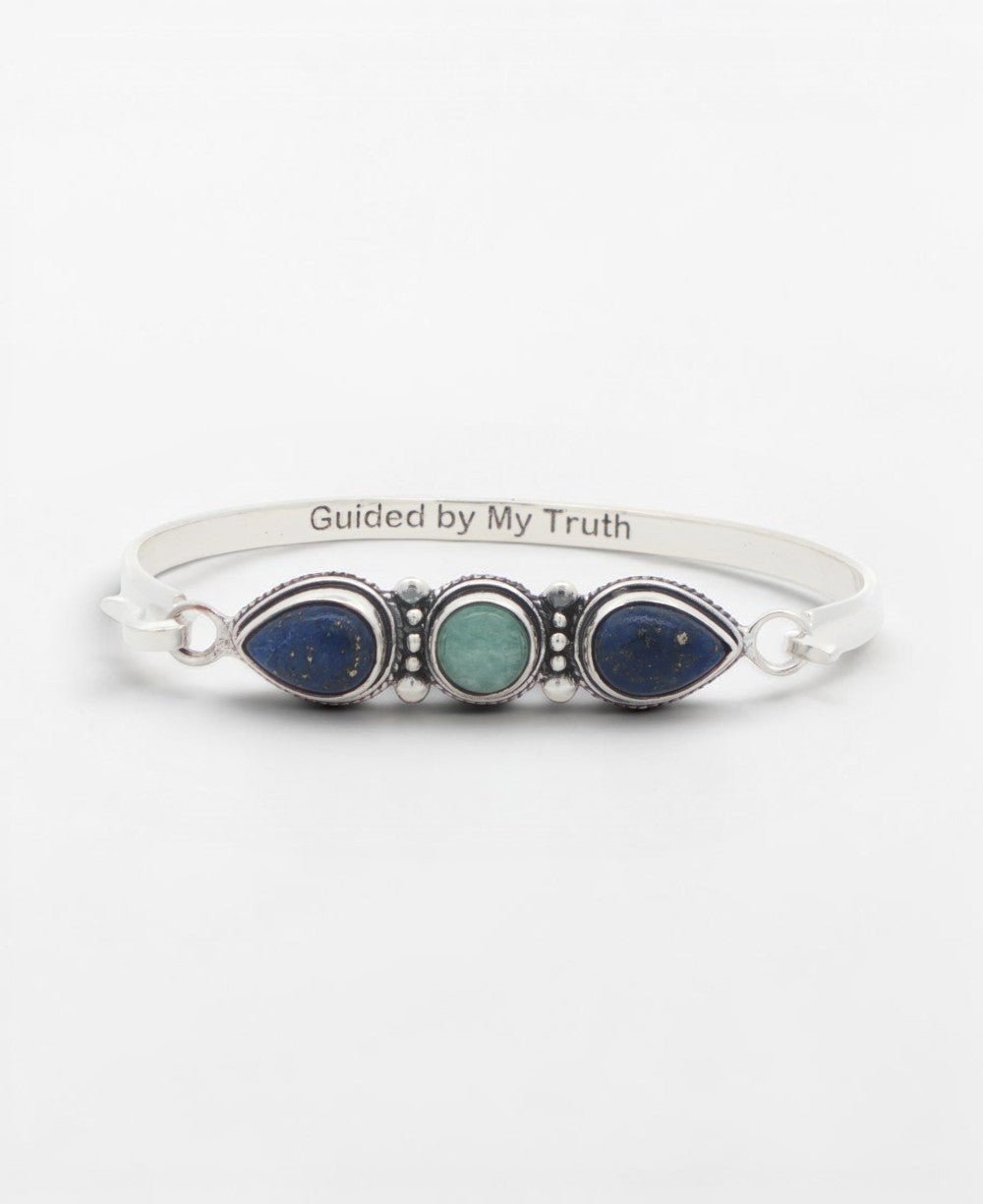 Lapis & Amazonite Three - Stone Cuff Bracelet — Guided by My Truth - Jewelry