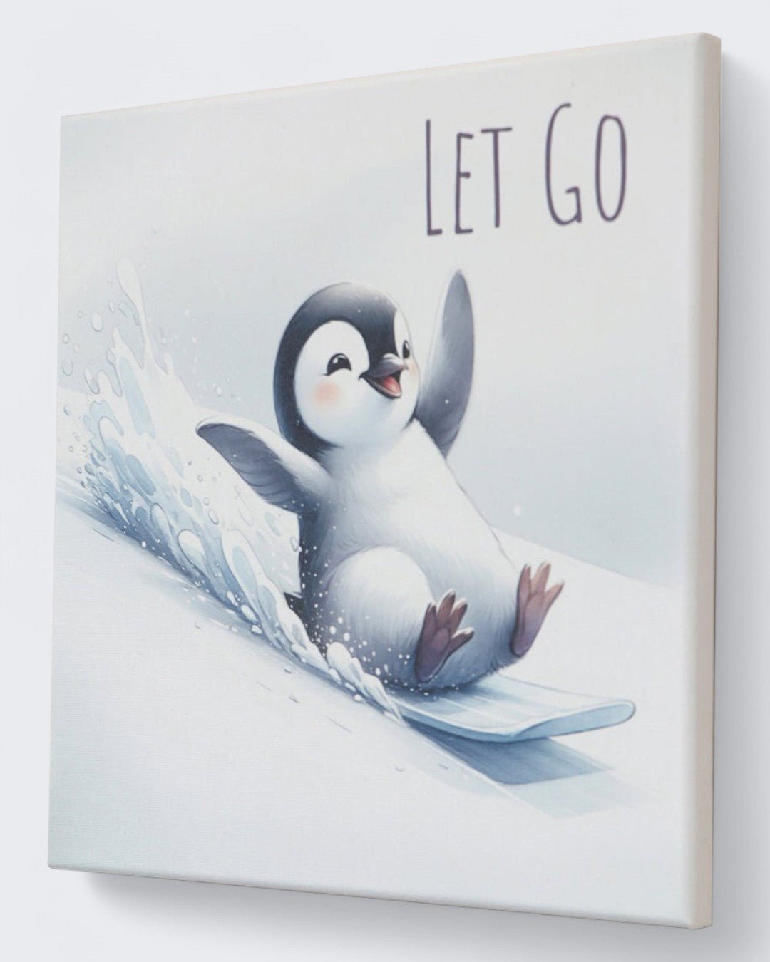 Let Go Happy Penguin Inspirational Canvas Print Wall Hanging - Posters, Prints, & Visual Artwork