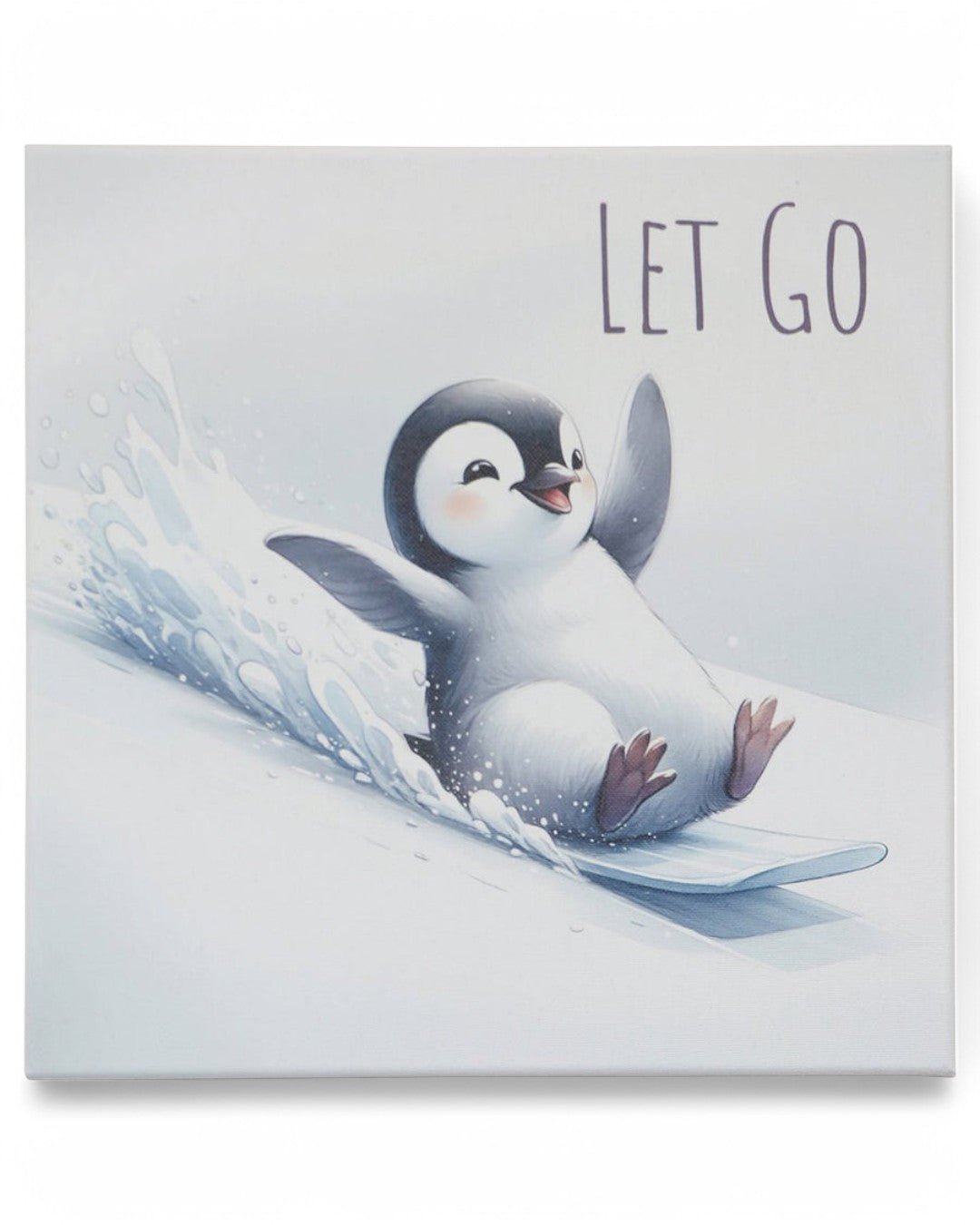Let Go Happy Penguin Inspirational Canvas Print Wall Hanging - Posters, Prints, & Visual Artwork