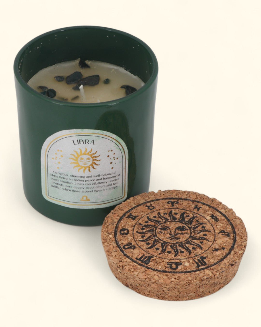 Libra Zodiac Candle & Crystal Tumblestone Set - Candles