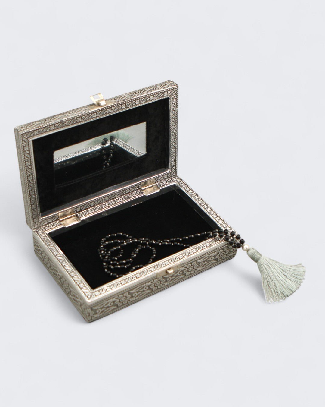 Lotus Mandala Embossed Mala Box with Mirror – Fair Trade Jewelry Holder - Jewelry Boxes