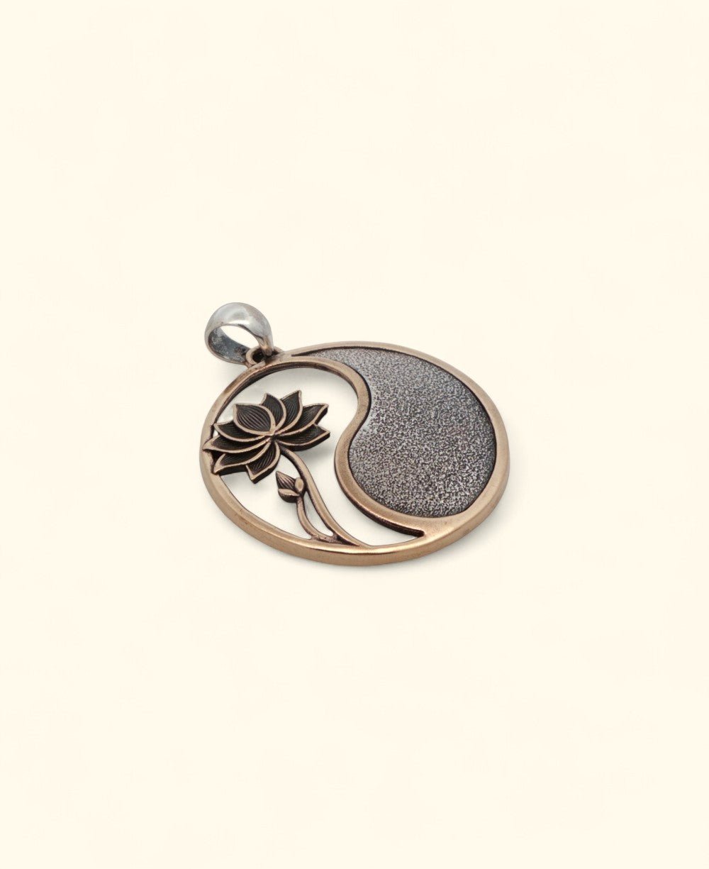 Lotus Yin Yang Pendant in Bronze & Sterling Silver Harmony - Pendant