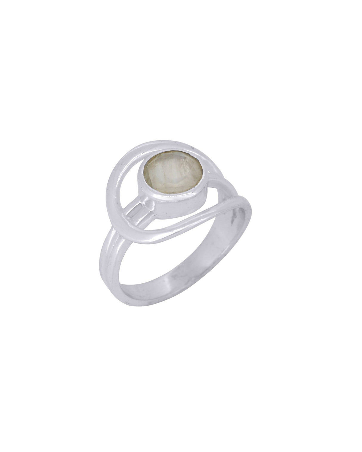 Magical Moonstone Sterling Silver Loop Ring - Rings Size 6