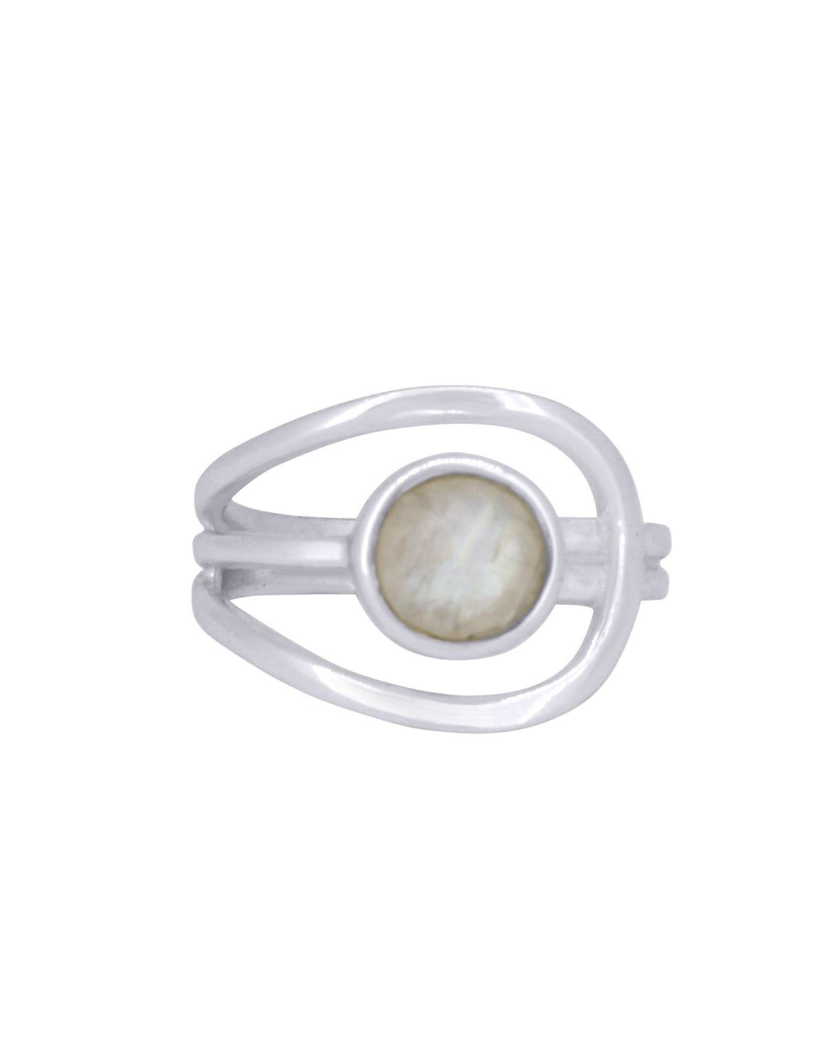 Magical Moonstone Sterling Silver Loop Ring - Rings Size 6
