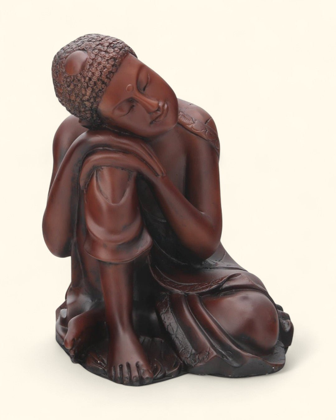 Mahogany Finish Resin Resting Buddha Statue - Sculptures & Statues