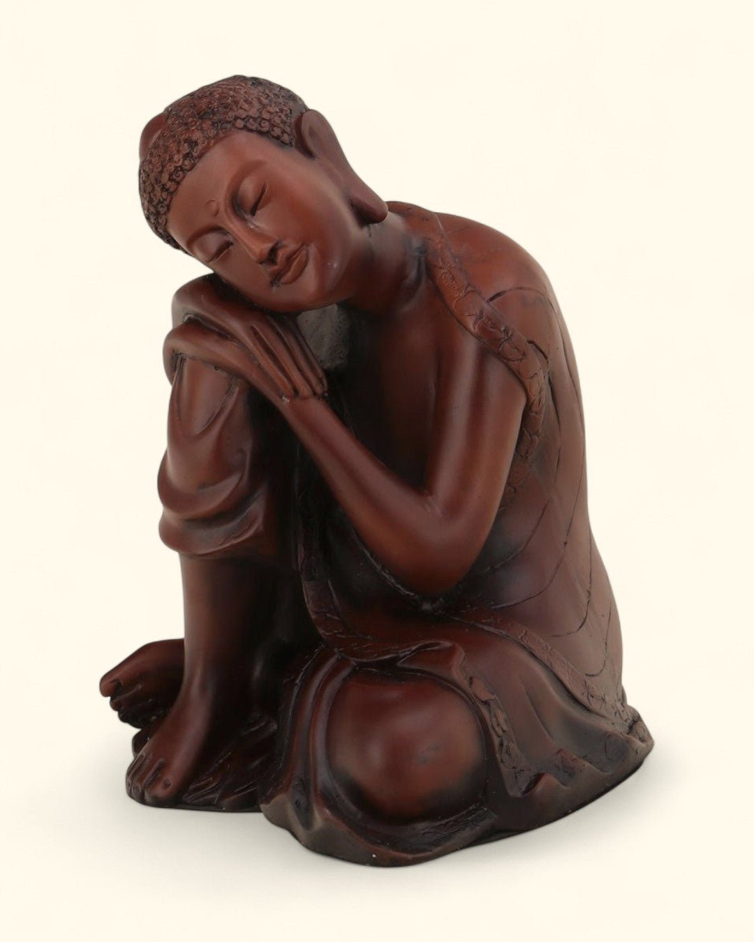 Mahogany Finish Resin Resting Buddha Statue - Sculptures & Statues