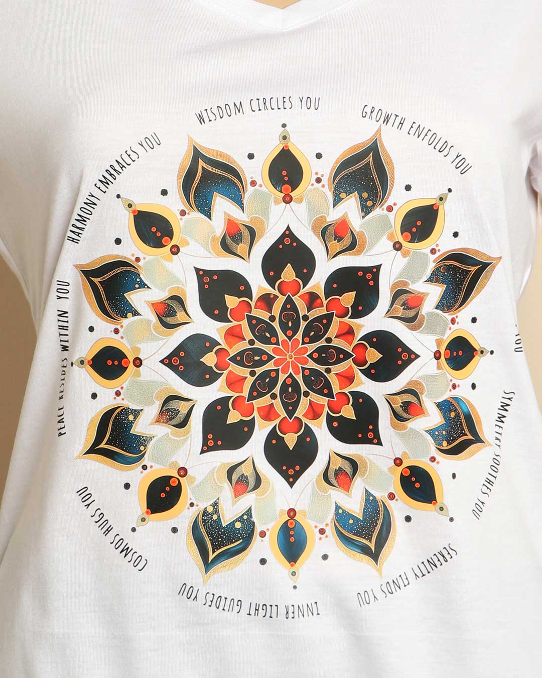 Mandala Radiance V - Neck Tee – Centered in Spirit and Style - Apparel S