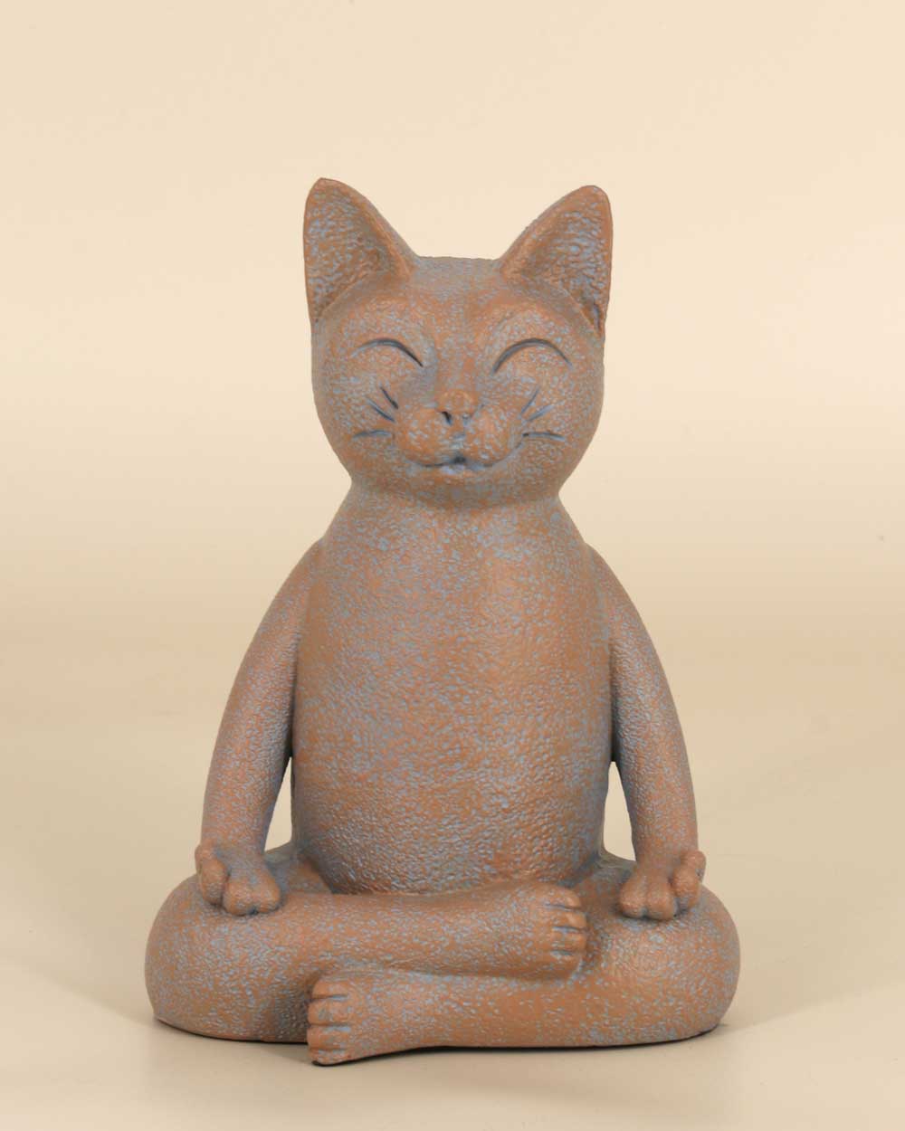 Meditating Cat Statue, Textured Finish - Sculptures & Statues