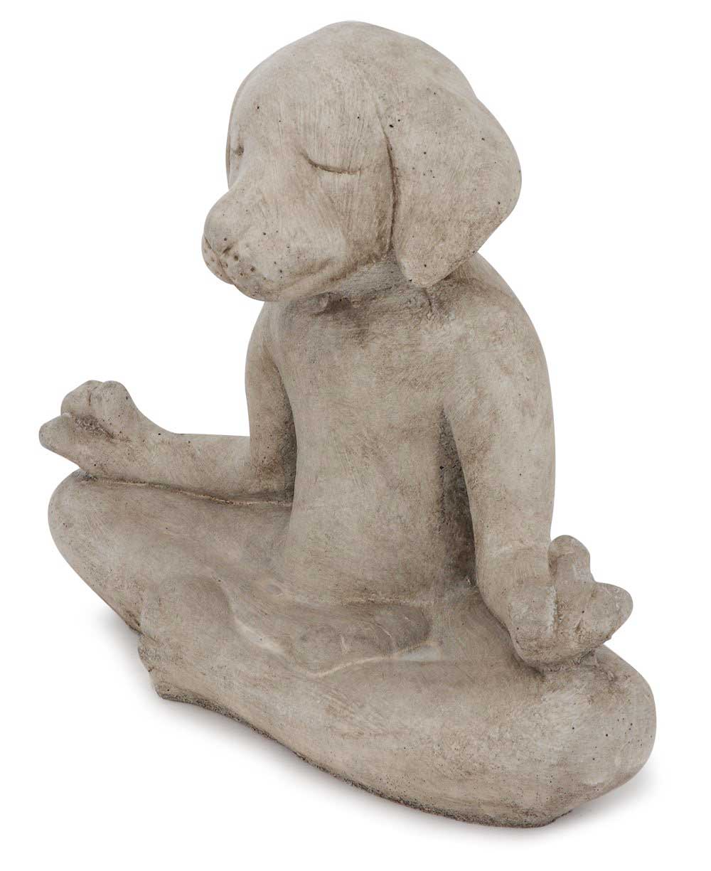 Meditating Zen Yoga Dog Cast Stone Statue USA Made - Sculptures & Statues