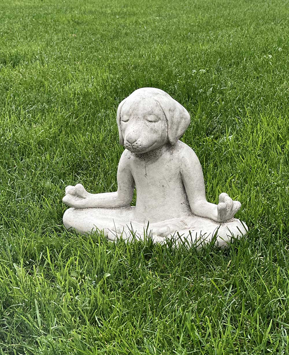 Meditating Zen Yoga Dog Cast Stone Statue USA Made - Sculptures & Statues