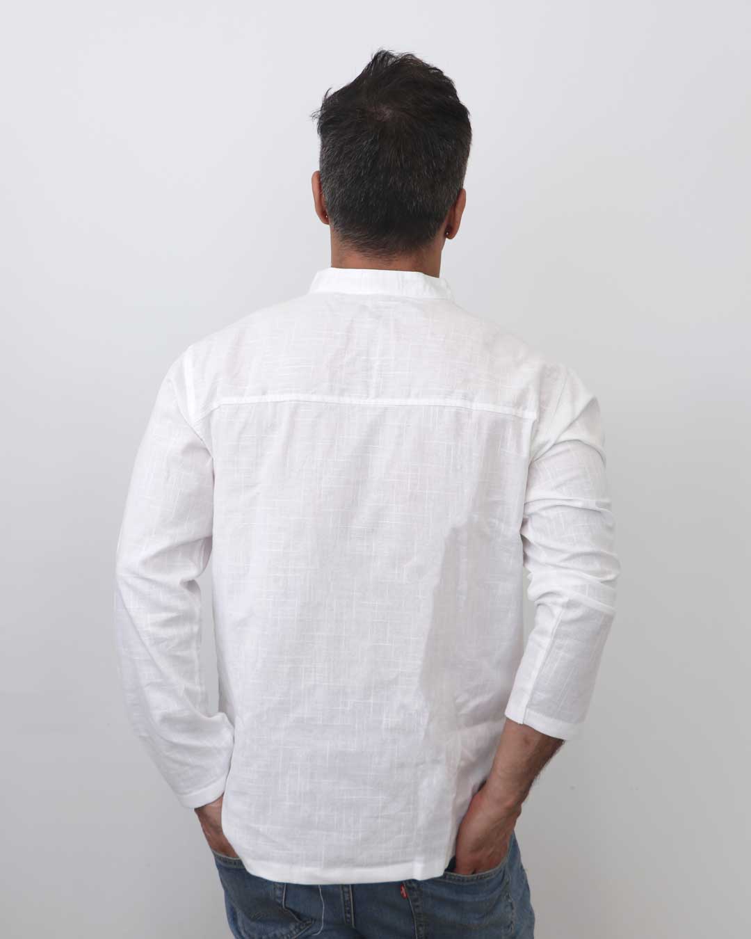 Men’s White Thai Cotton Kurta Shirt - Shirts & Tops S