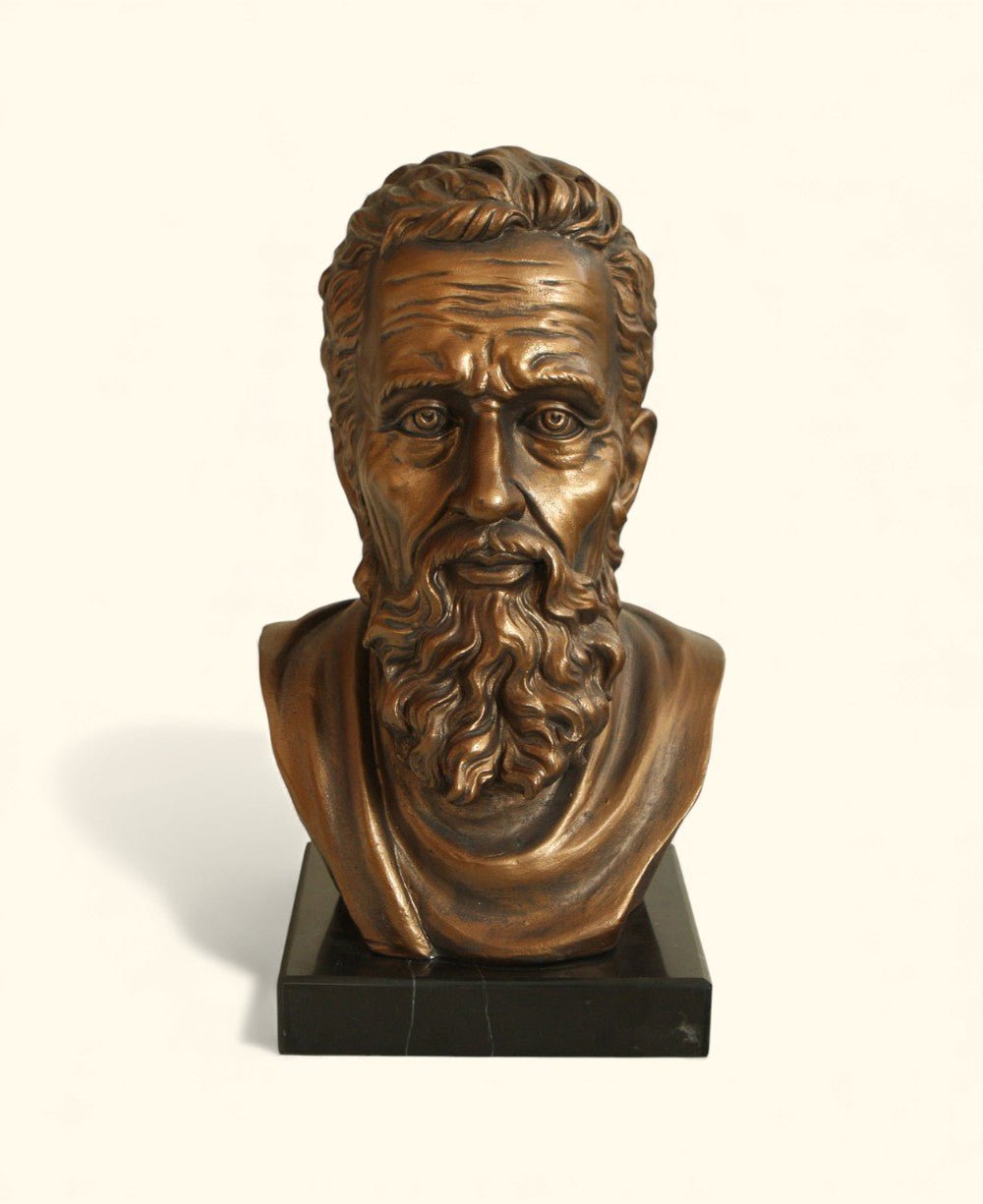 Michelangelo Bust Statue – Cast Stone Sculpture on Marble Base - Sculptures & Statues