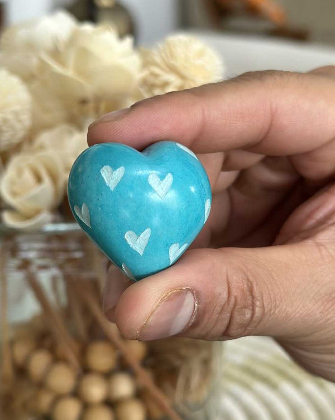 Mini Multicolor Soapstone Hearts Set of 10 - Decor