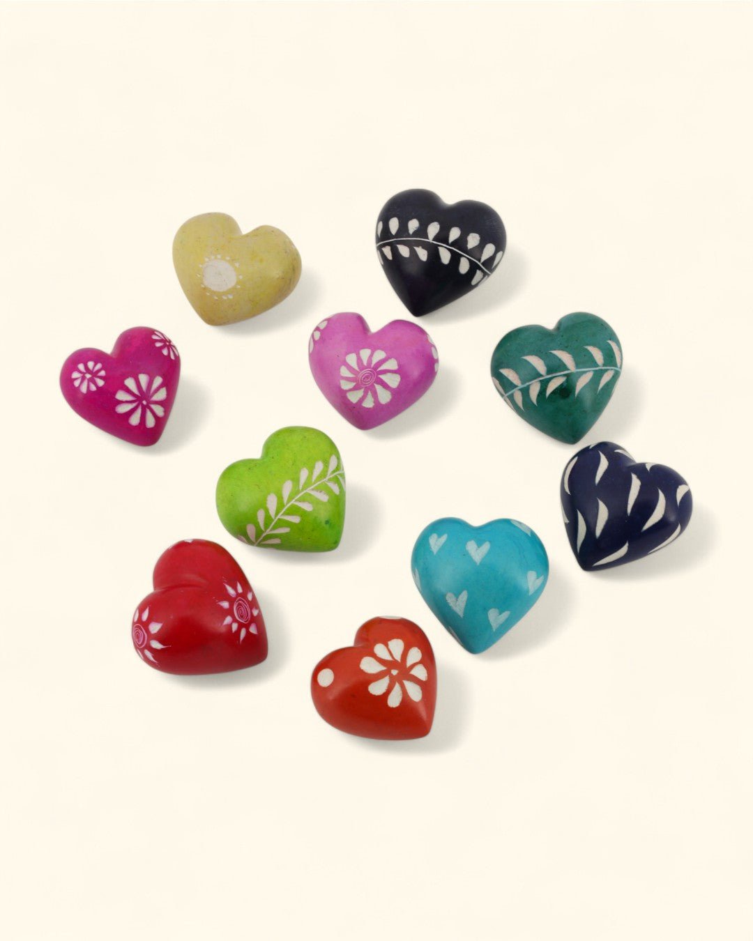 Mini Multicolor Soapstone Hearts Set of 10 - Decor