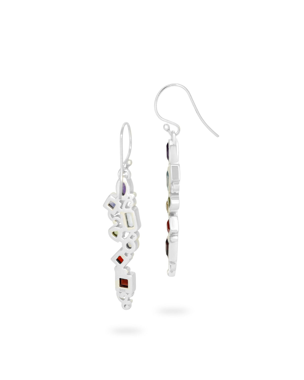 Mixed Geometry Chakra Rainbow Sterling Silver Earrings - Earrings