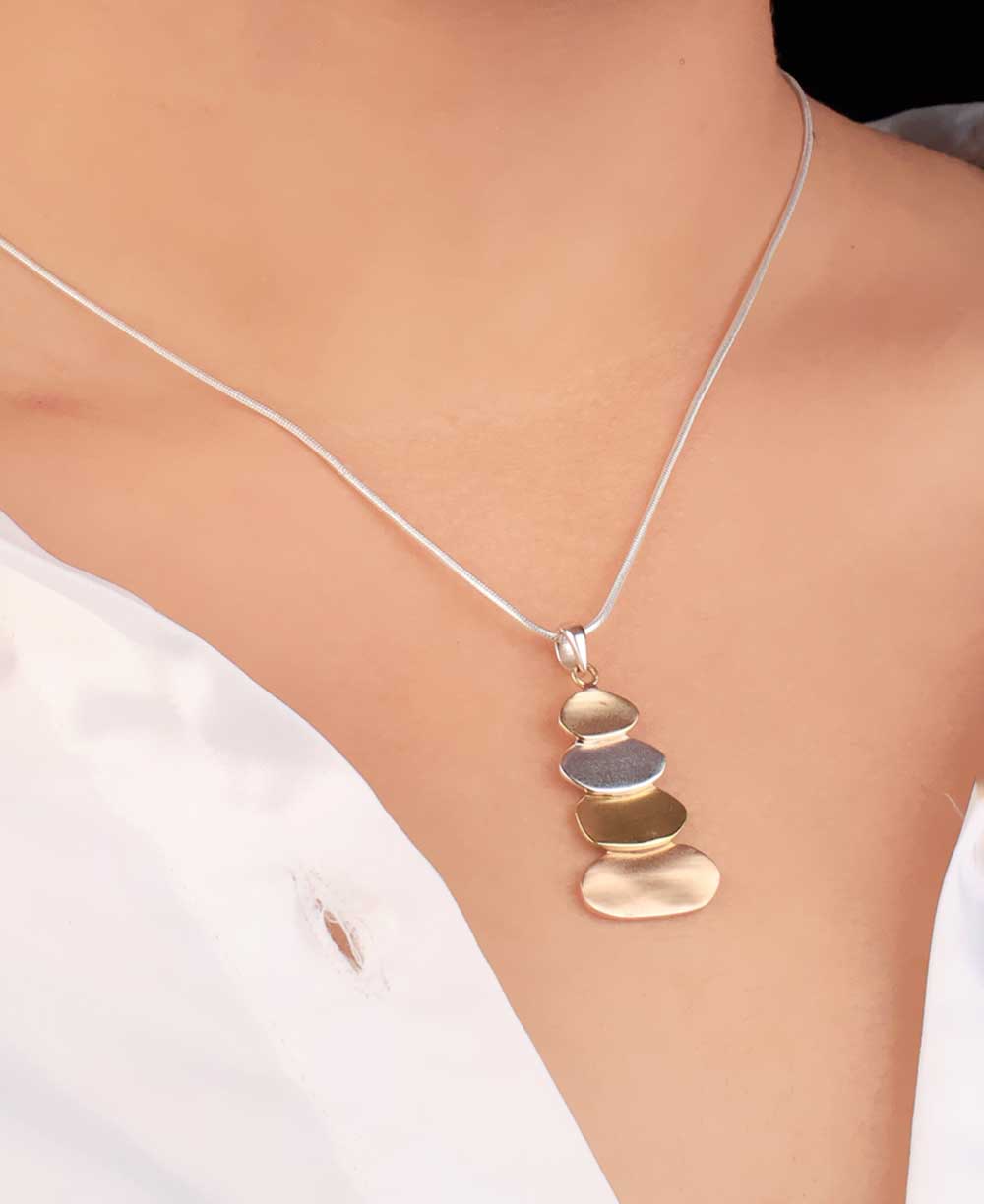 Mixed Metal Cairn Pendant: A Symbol of Guidance and Balance - Charms & Pendants